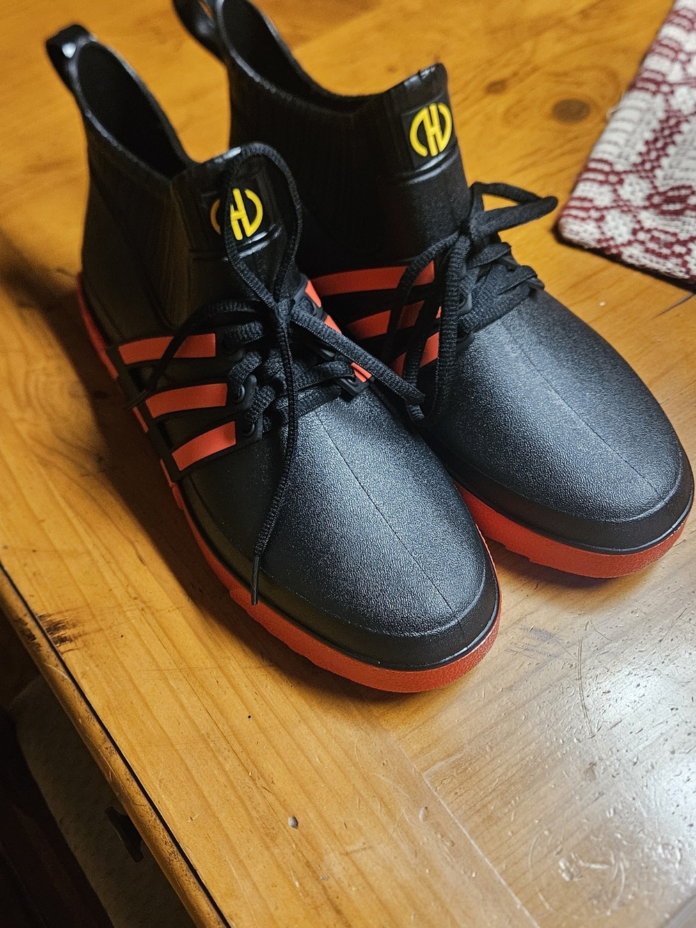 Men's Black and Red Waterproof Non Slip Chef Boots